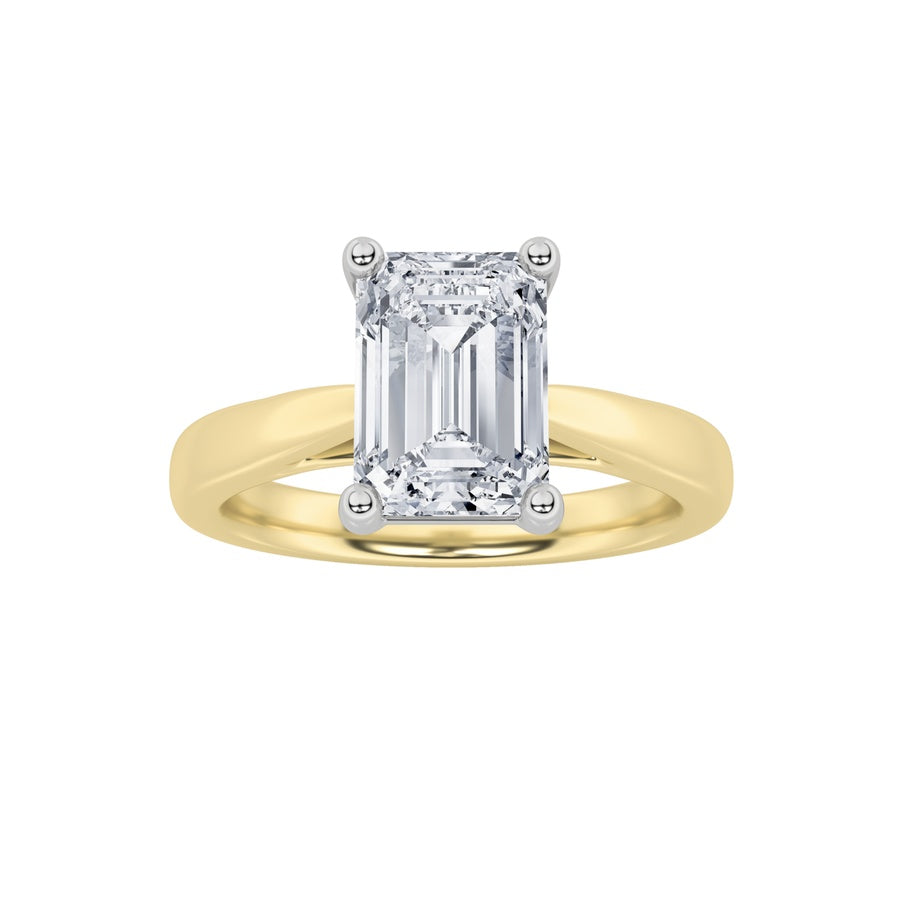 2Cttw Emerald Shaped Lab Grown Diamond (F/VS) Classic Shank Solitaire Engagement Ring in 14K Gold