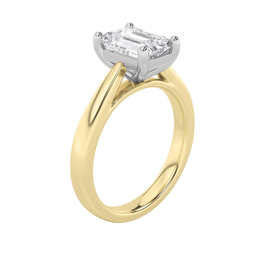 2Cttw Emerald Shaped Lab Grown Diamond (F/VS) Classic Shank Solitaire Engagement Ring in 14K Gold