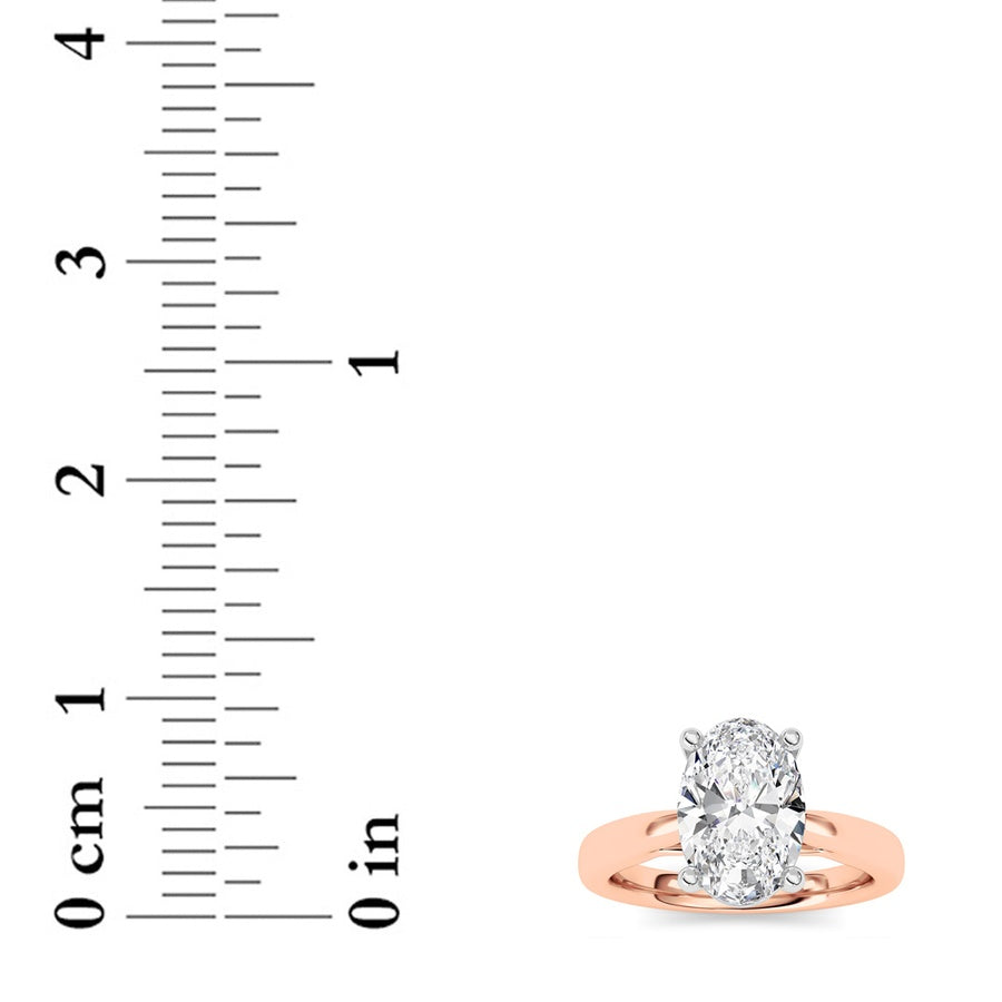 2Cttw Oval Shaped Lab Grown Diamond (F/VS) ClassicShank Solitaire Engagement Ring in 14K Gold