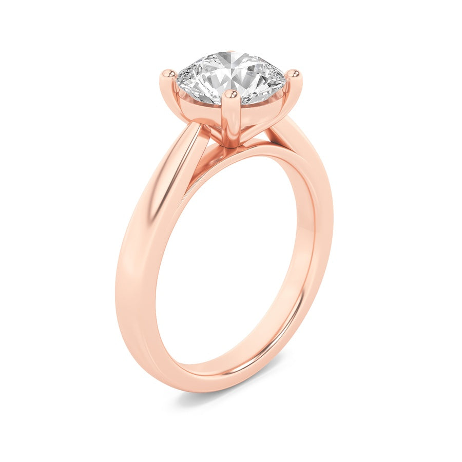 2Cttw Round Shaped Lab Grown Diamond (F/VS) Classic Shank Solitaire Engagement Ring in 14K Gold