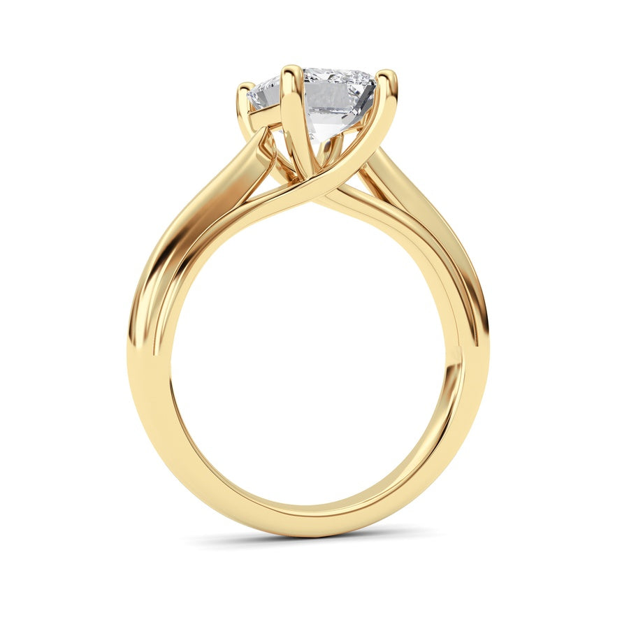 2Cttw Emerald Shaped Lab Grown Diamond (F/VS) Cathedral Shank Engagement Ring in 14K Yellow Gold