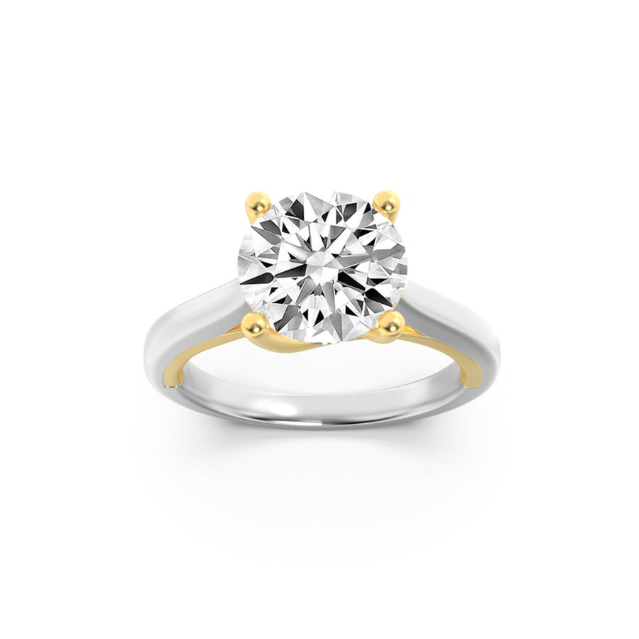 2.5Cttw Round Shaped Lab Grown Diamond (F/VS) TwoTone Cathedral Shank Engagement Ring in 14K Gold