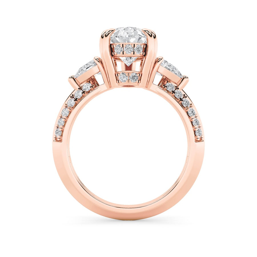 3.5Cttw Pear Shaped Lab Grown Diamond (G/VS) ThreeStone Accented Engagement Ring in 14K Gold