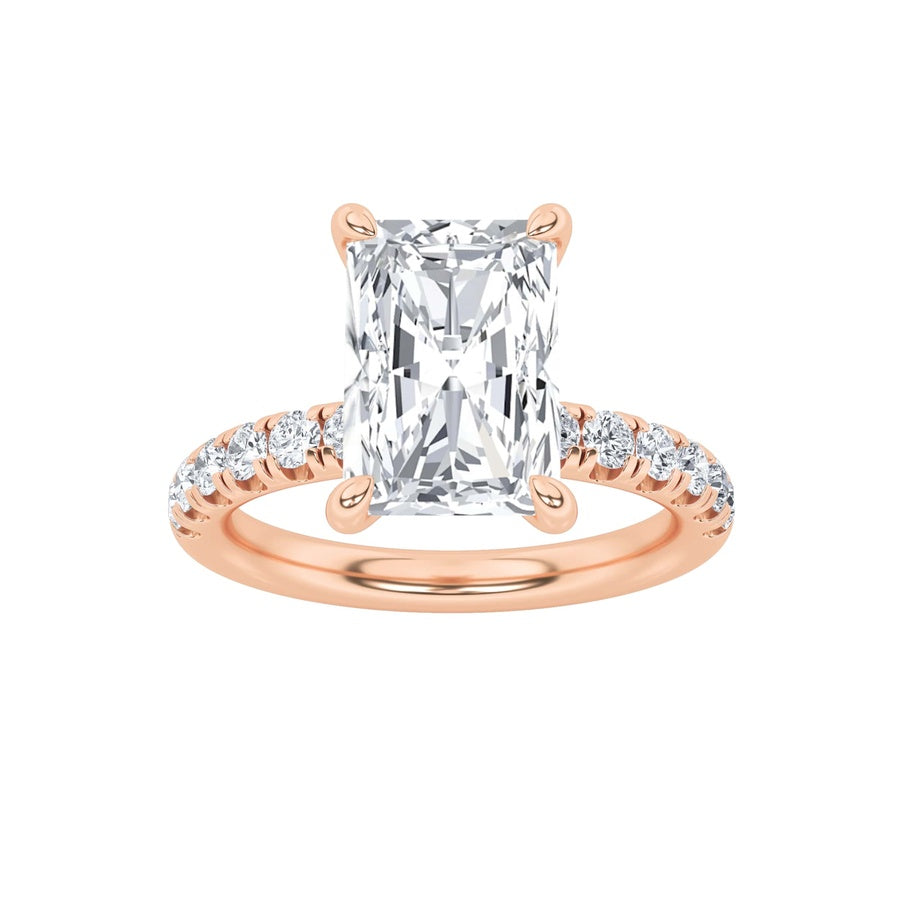 Radiant Shape Hidden Halo Accented Ring lab grown diamond