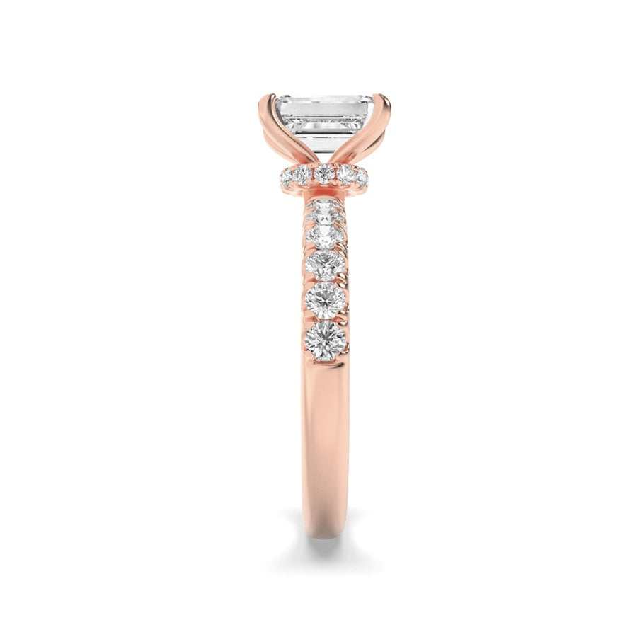 Radiant Shape Hidden Halo Accented Ring lab grown diamond