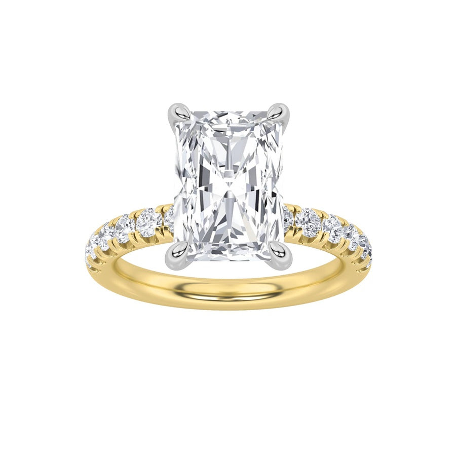Radiant Shape Hidden Halo Accented Ring lab grown diamond
