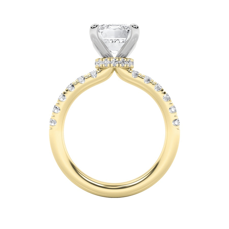 Radiant Shape Hidden Halo Accented Ring lab grown diamond