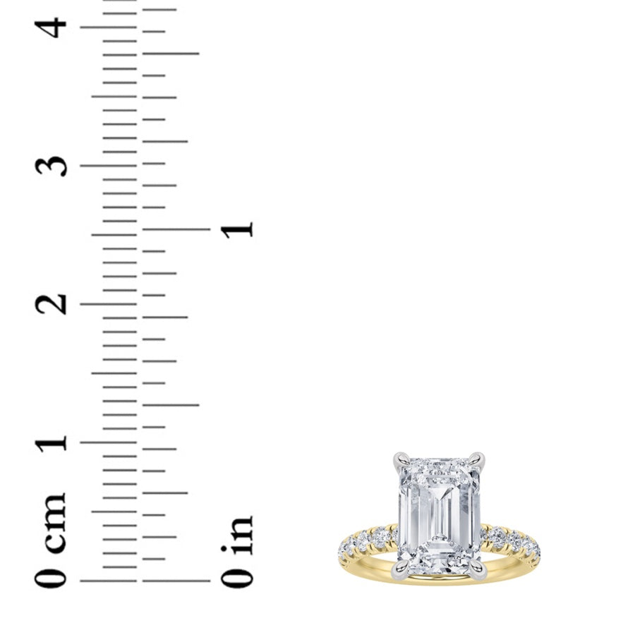 Radiant Shape Hidden Halo Accented Ring lab grown diamond