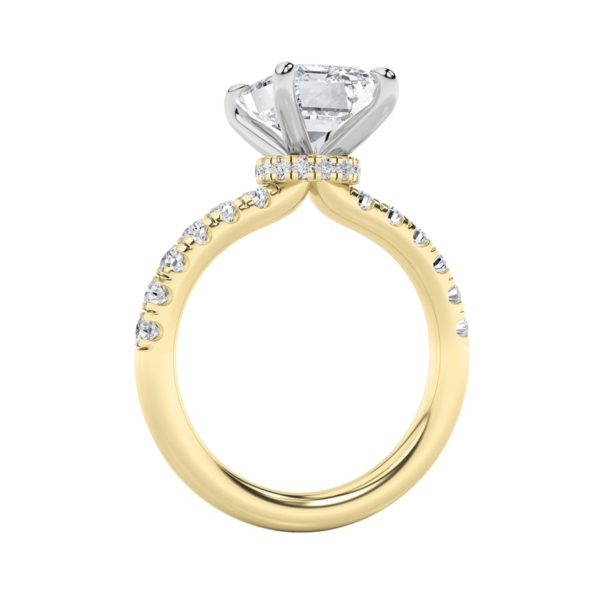 Radiant Shape Hidden Halo Accented Ring lab grown diamond