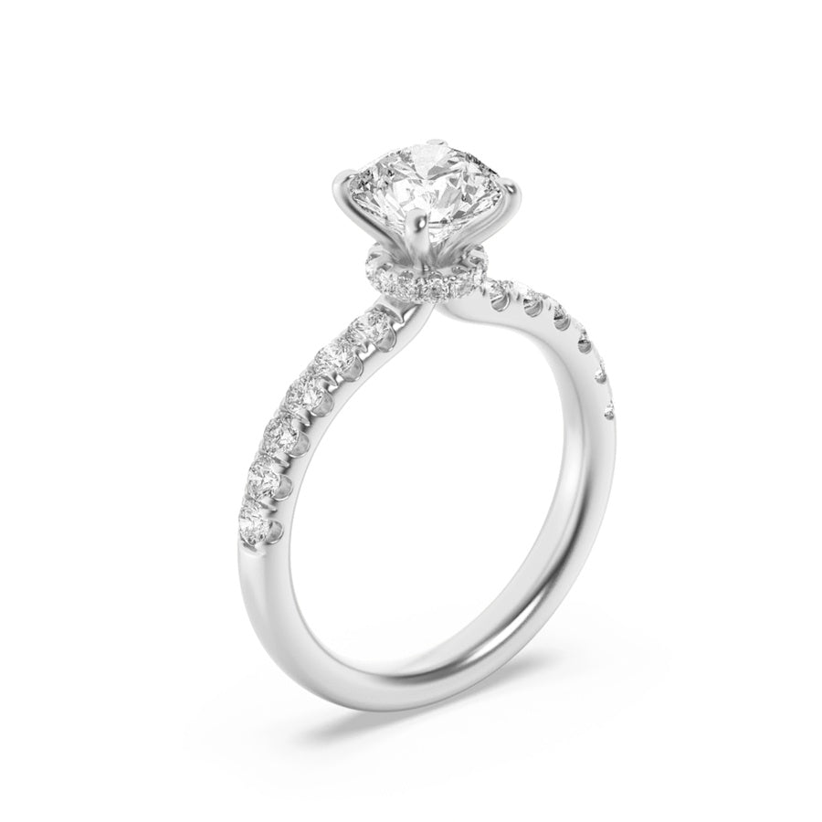 2Cttw Round Shaped Lab Grown Diamond (F/VS) HiddenHalo Accented Ring in 14K Gold