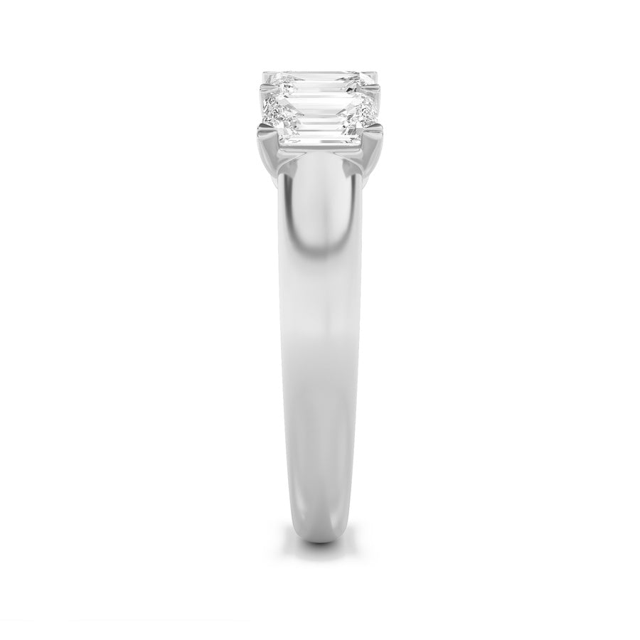 Emerald Shape Five Stone Band Ring lab grown diamond