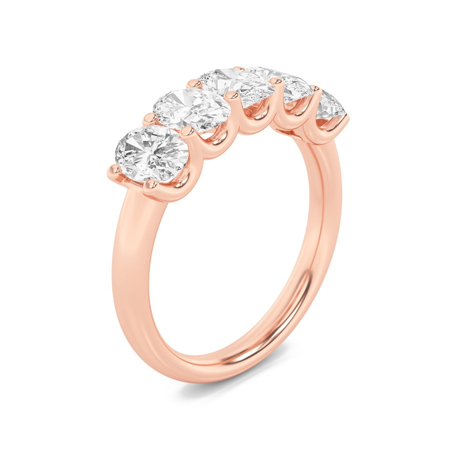 Oval Shape Five Stone Band Ring lab grown diamond