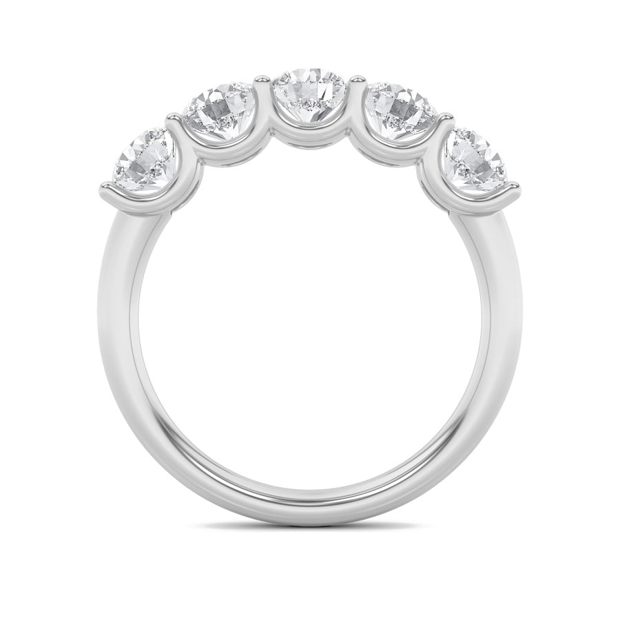 Round Shape Five Stone Band Ring lab grown diamond