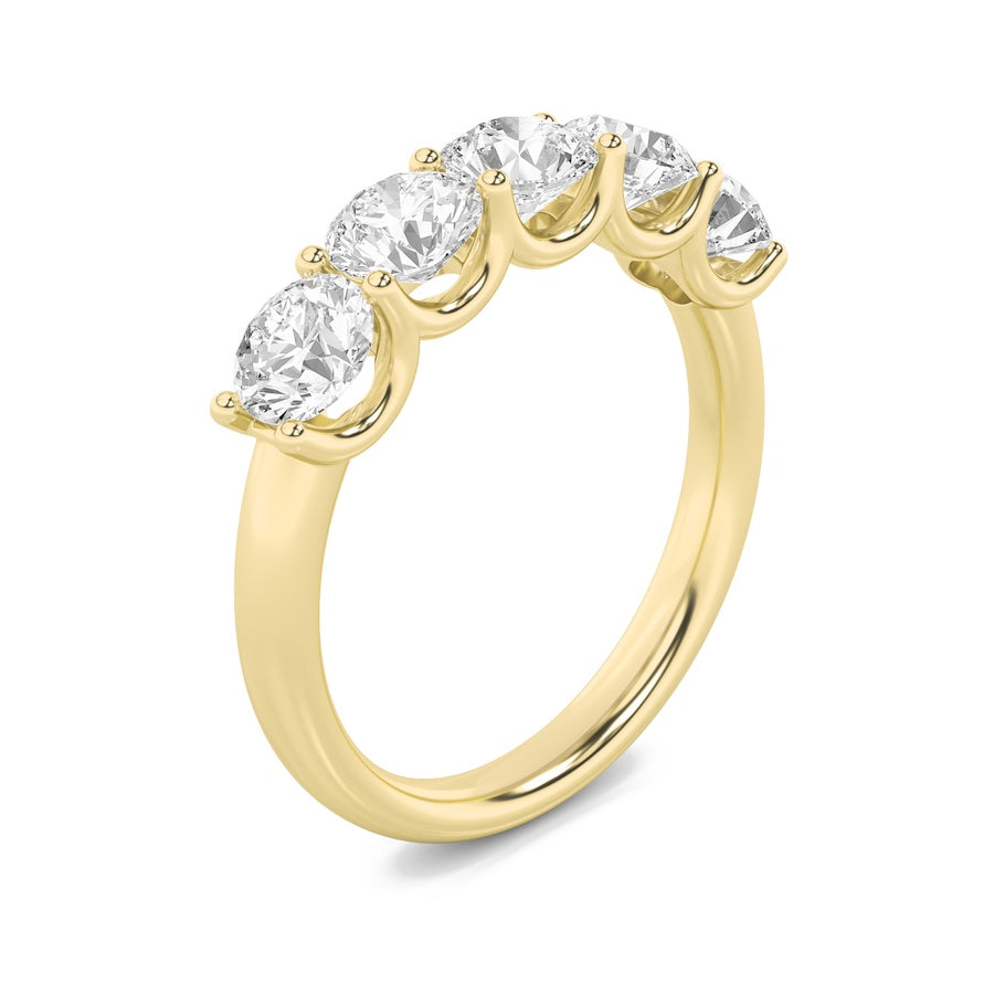 Round Shape Five Stone Band Ring lab grown diamond