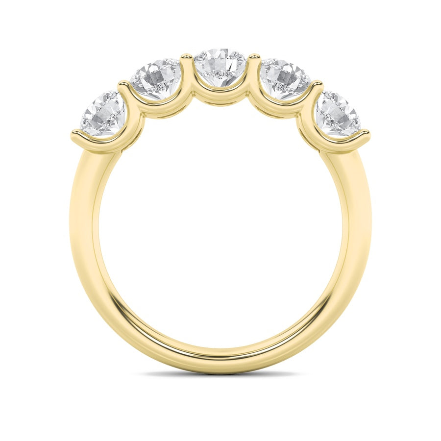 Round Shape Five Stone Band Ring lab grown diamond