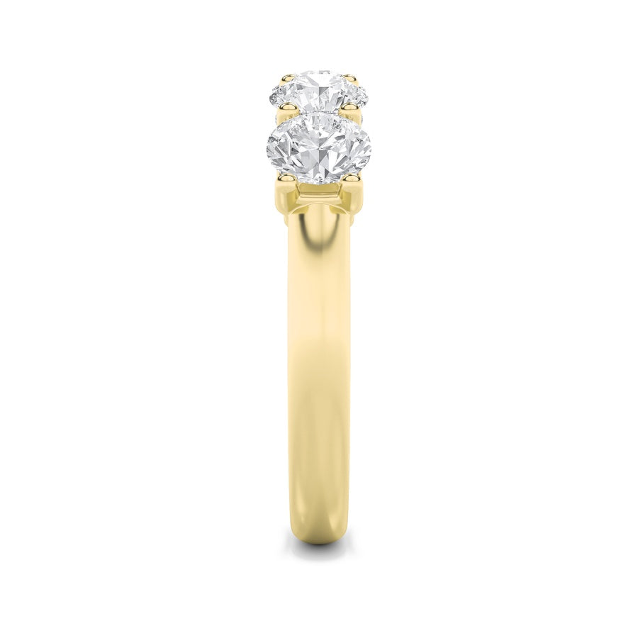 Round Shape Five Stone Band Ring lab grown diamond