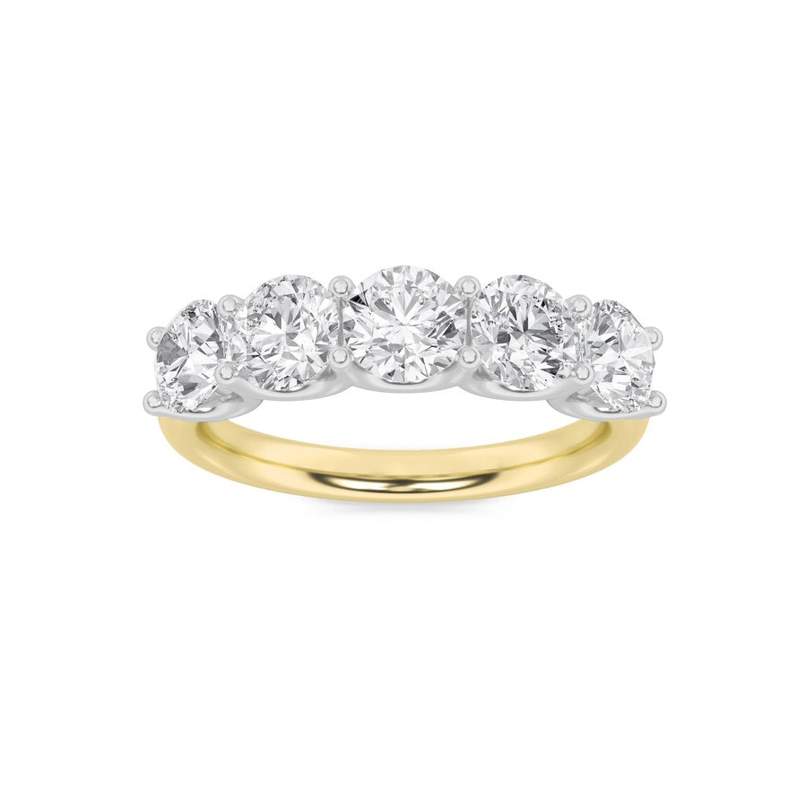 Round Shape Five Stone Band Ring lab grown diamond