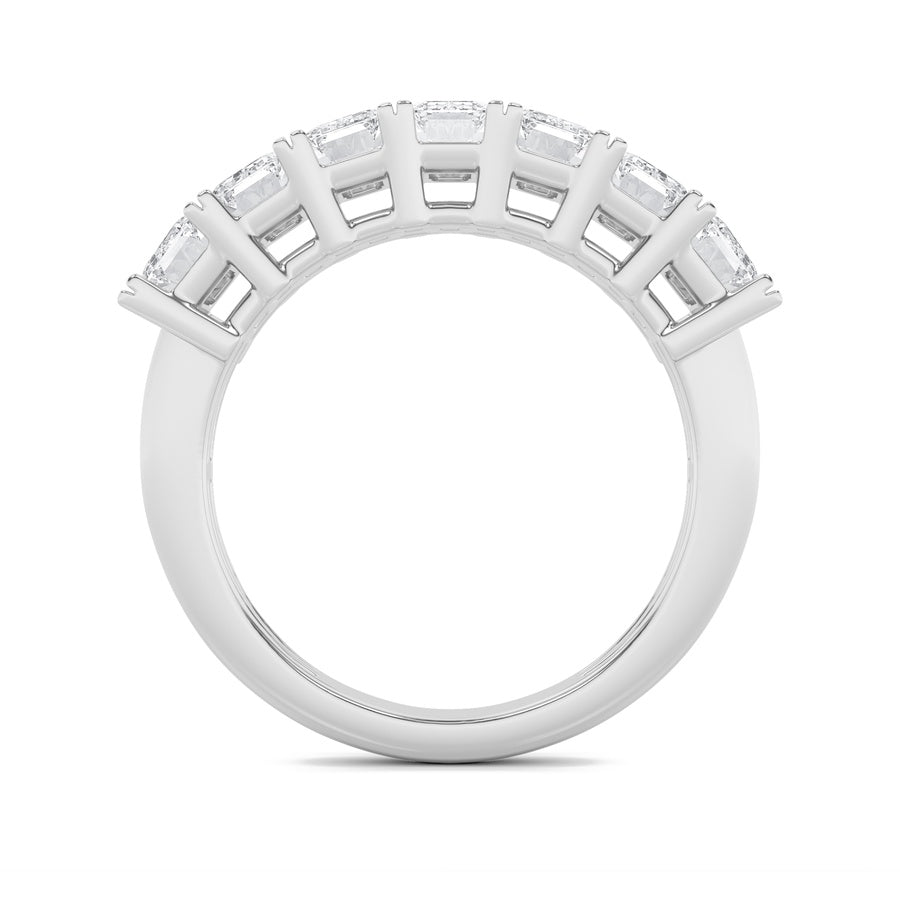 3Cttw Emerald Shaped Lab Grown Diamond (F/VS) Seven Stone Band Ring in 14K Gold