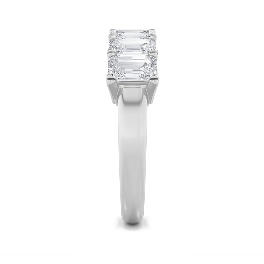 3Cttw Emerald Shaped Lab Grown Diamond (F/VS) Seven Stone Band Ring in 14K Gold