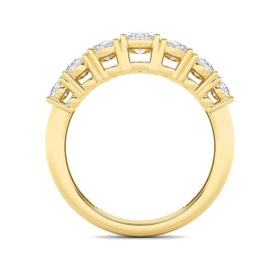 2Cttw Oval Shaped Lab Grown Diamond (F/VS) Seven Stone Band Ring in 14K Gold