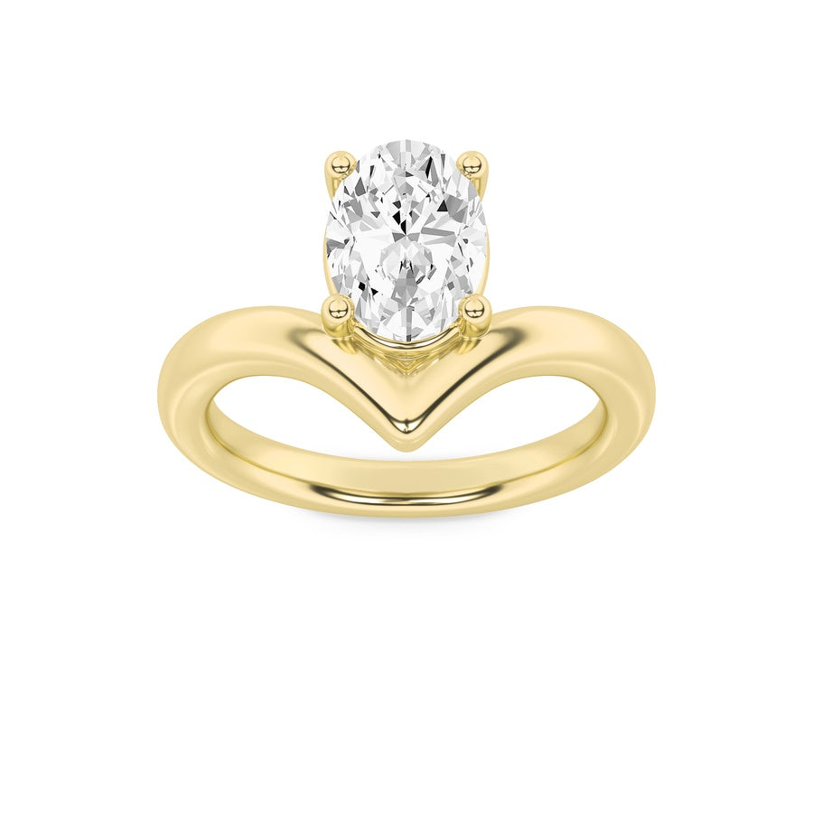 Oval Shape Chevron Solitaire Engagement Ring lab grown diamond