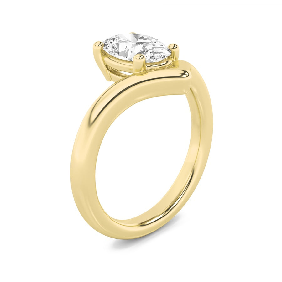 Oval Shape Chevron Solitaire Engagement Ring lab grown diamond
