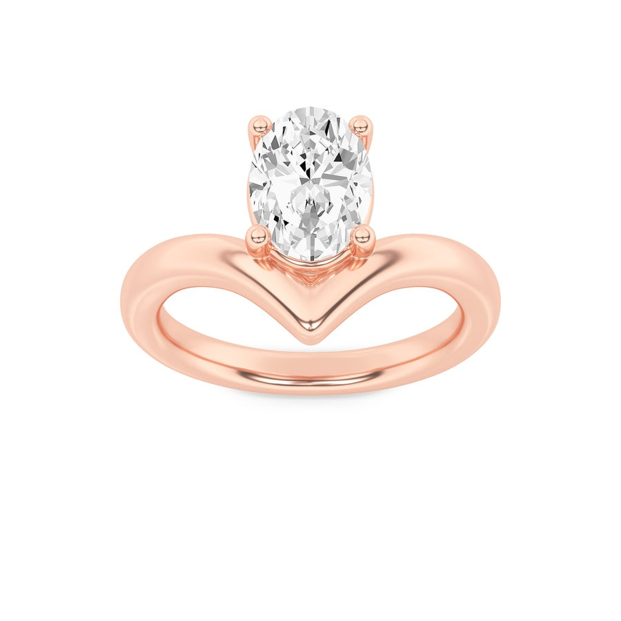 Oval Shape Chevron Solitaire Engagement Ring lab grown diamond