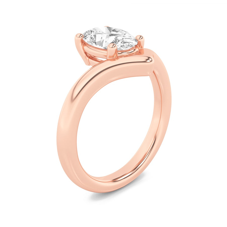 Oval Shape Chevron Solitaire Engagement Ring lab grown diamond