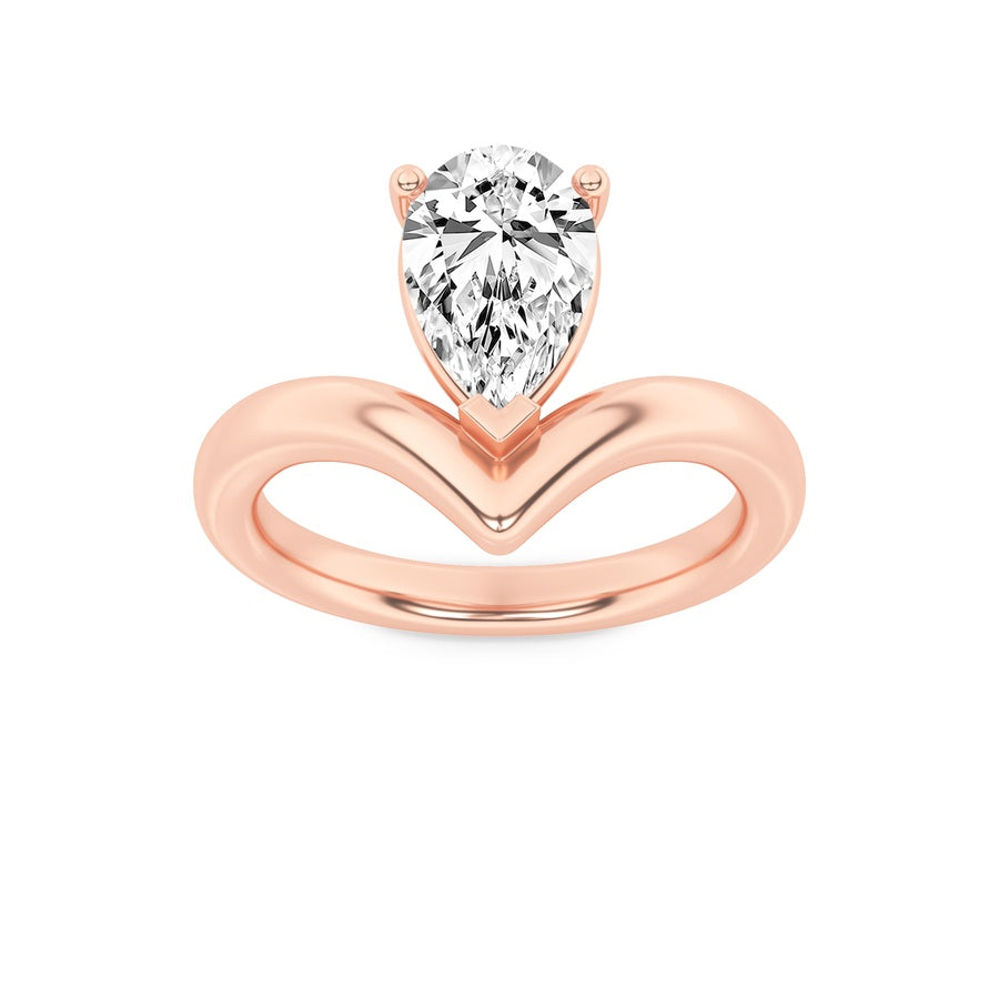 Pear Shape Chevron Solitaire Engagement Ring lab grown diamond