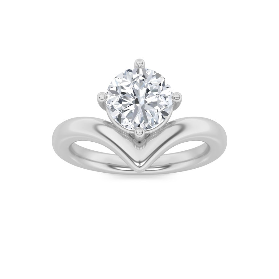 Round Shape Chevron Solitaire Engagement Ring lab grown diamond