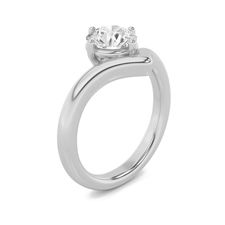 Round Shape Chevron Solitaire Engagement Ring lab grown diamond