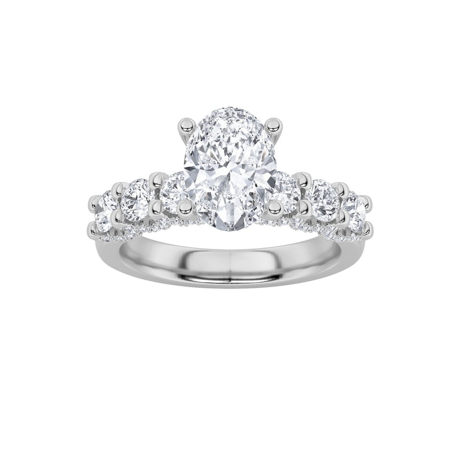 Oval Shape Accented Double Halo Set Of Band And Ring lab grown diamond