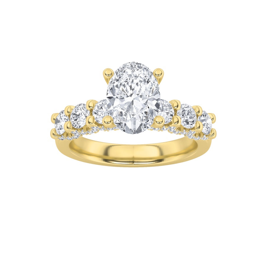 Oval Shape Accented Double Halo Set Of Band And Ring lab grown diamond