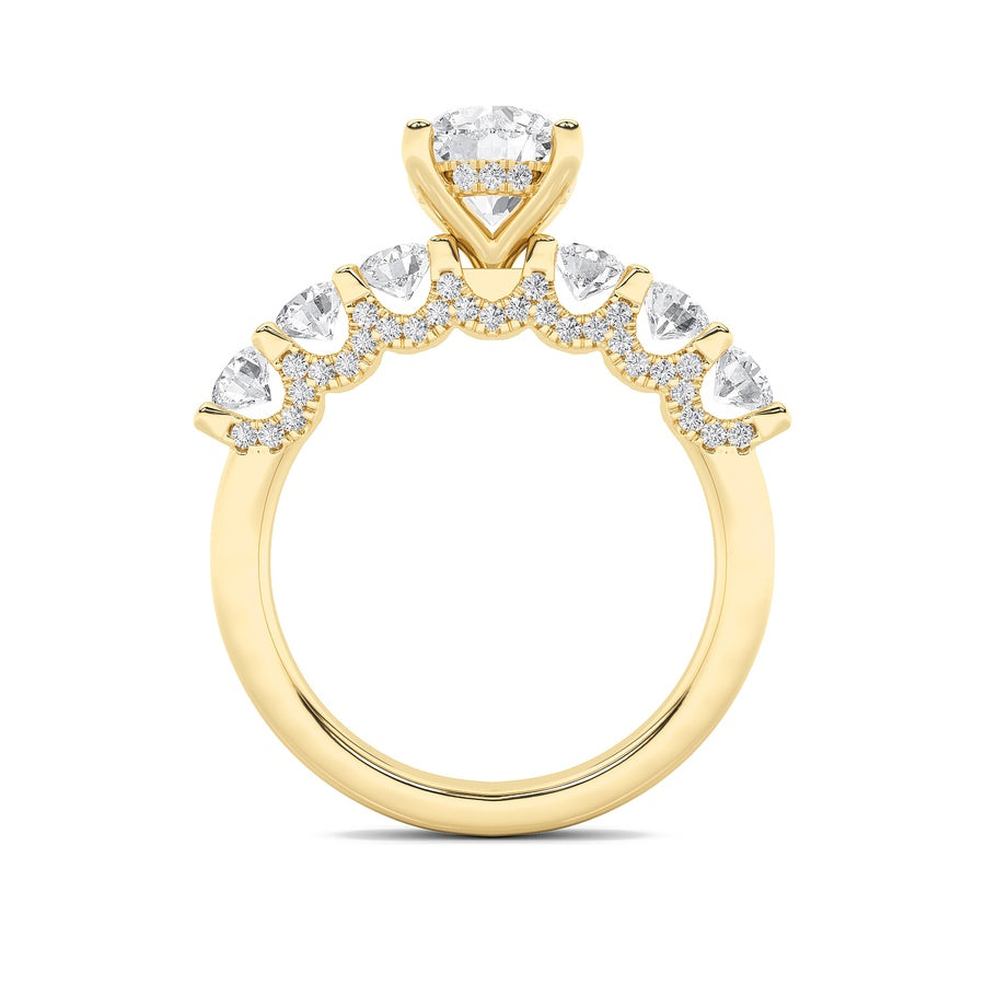 Round Shape Accented Double Halo Set Of Band And Ring lab grown diamond