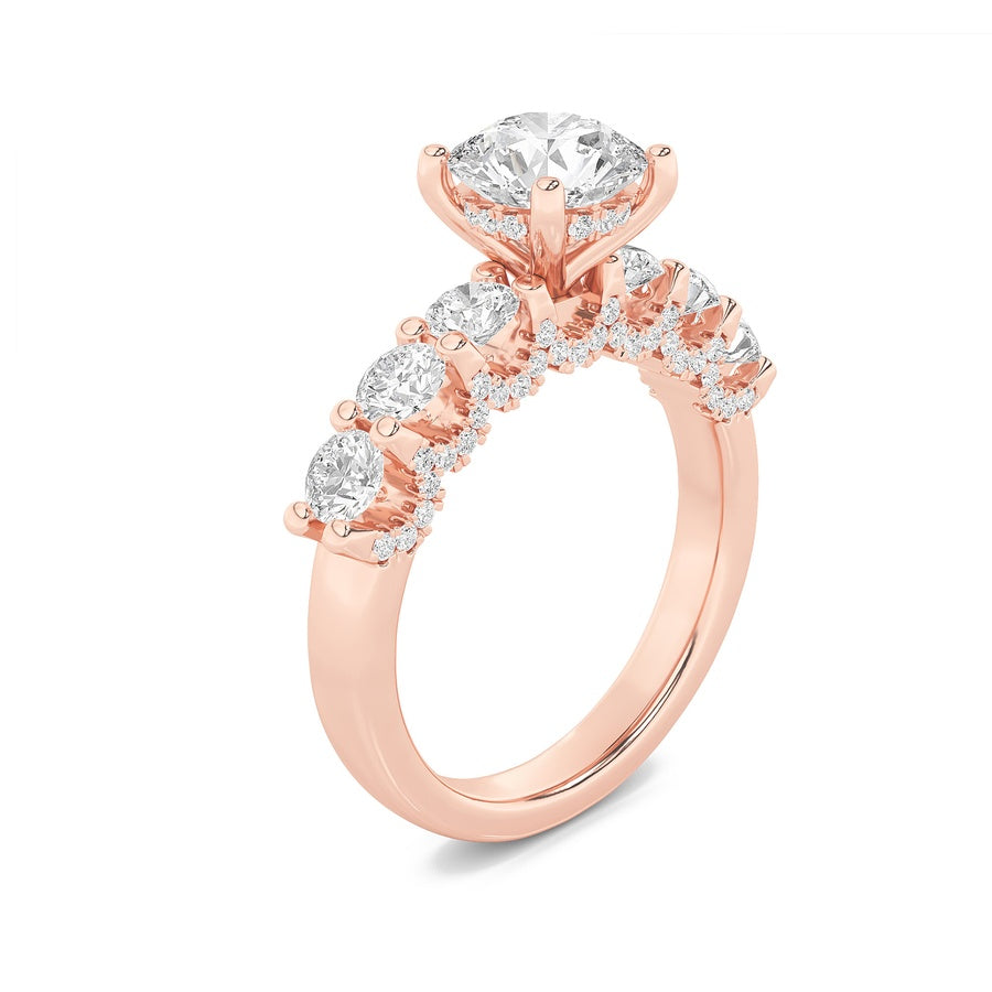 Round Shape Accented Double Halo Set Of Band And Ring lab grown diamond