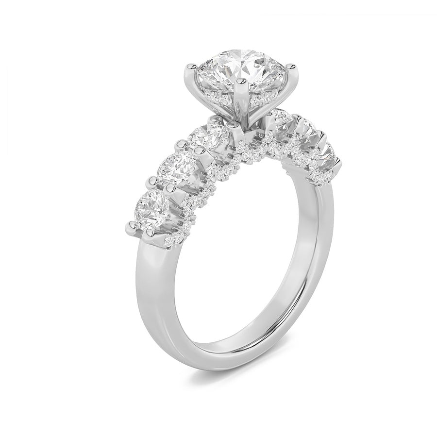 Round Shape Accented Double Halo Set Of Band And Ring lab grown diamond