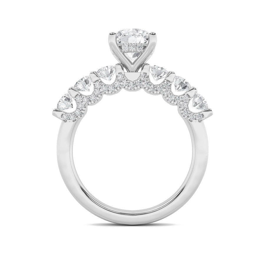 Round Shape Accented Double Halo Set Of Band And Ring lab grown diamond
