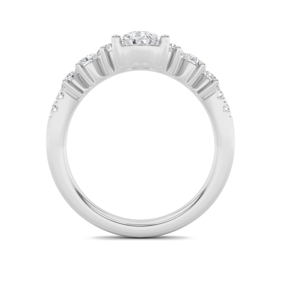 1.5Cttw Pear Shaped Lab Grown Diamond (F/VS) FancyContour Ring in 14K Gold