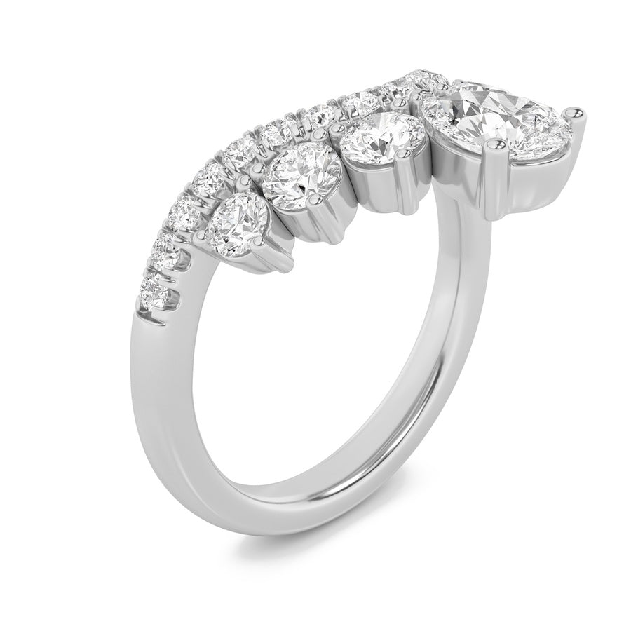 1.5Cttw Pear Shaped Lab Grown Diamond (F/VS) FancyContour Ring in 14K Gold