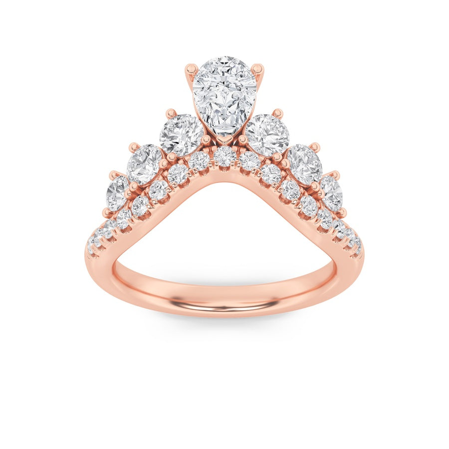 1.5Cttw Pear Shaped Lab Grown Diamond (F/VS) FancyContour Ring in 14K Gold