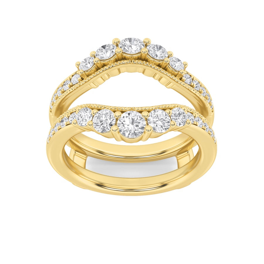 1Cttw Round Shaped Lab Grown Diamond (F/VS) InsertJacket Ring in 14K Gold