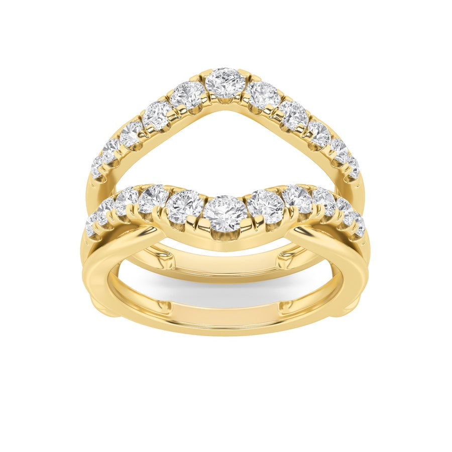 3Cttw Round Shaped Lab Grown Diamond (F/VS) InsertJacket Ring in 14K Gold