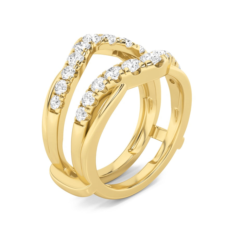 3Cttw Round Shaped Lab Grown Diamond (F/VS) InsertJacket Ring in 14K Gold