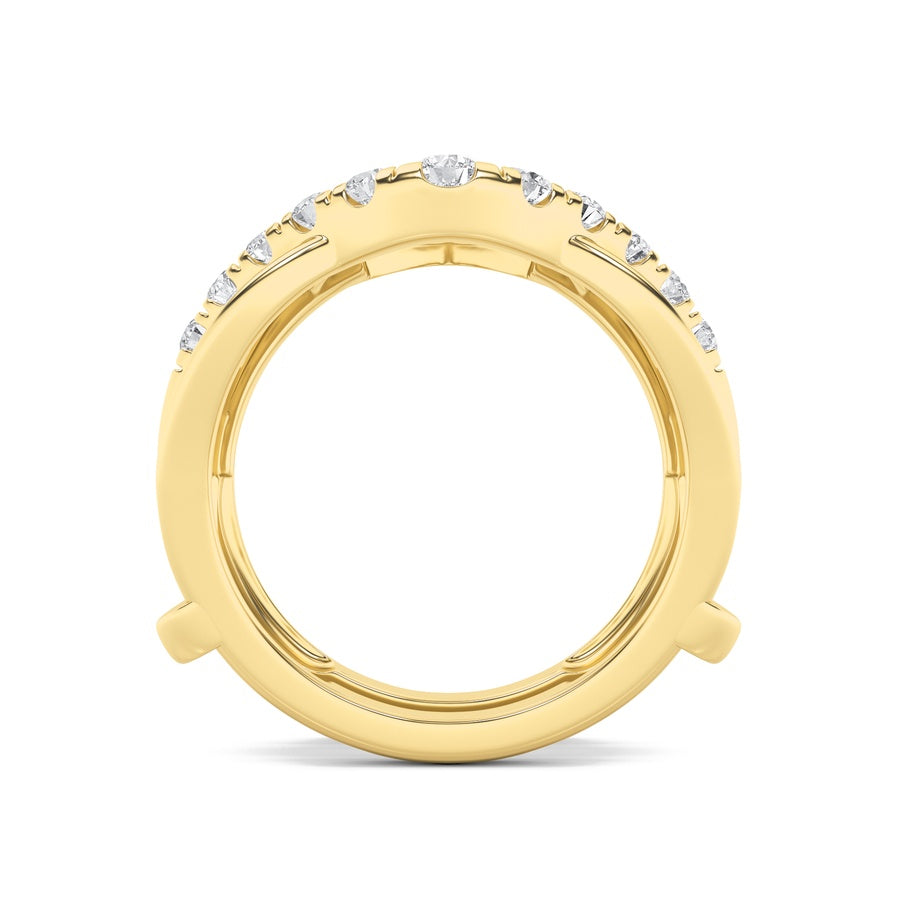 3Cttw Round Shaped Lab Grown Diamond (F/VS) InsertJacket Ring in 14K Gold