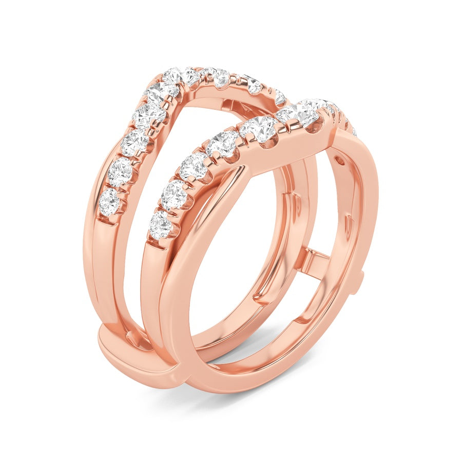 3Cttw Round Shaped Lab Grown Diamond (F/VS) InsertJacket Ring in 14K Gold