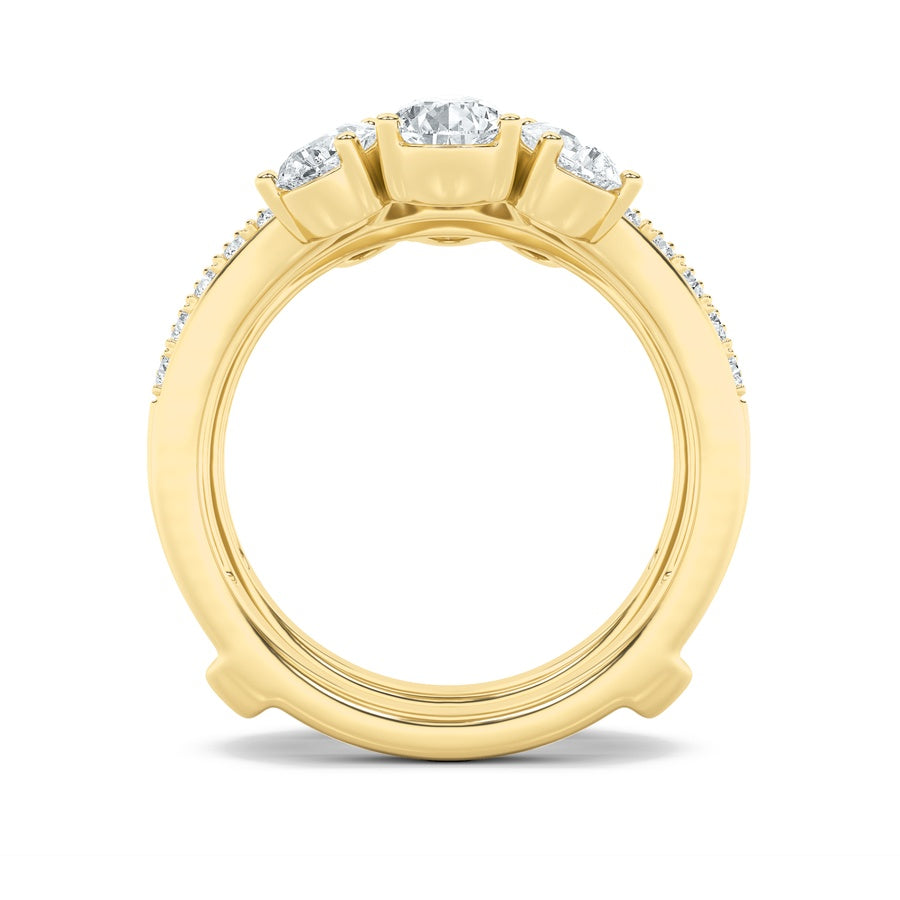 2Cttw Pear Shaped Lab Grown Diamond (F/VS) InsertJacket Ring in 14K Gold