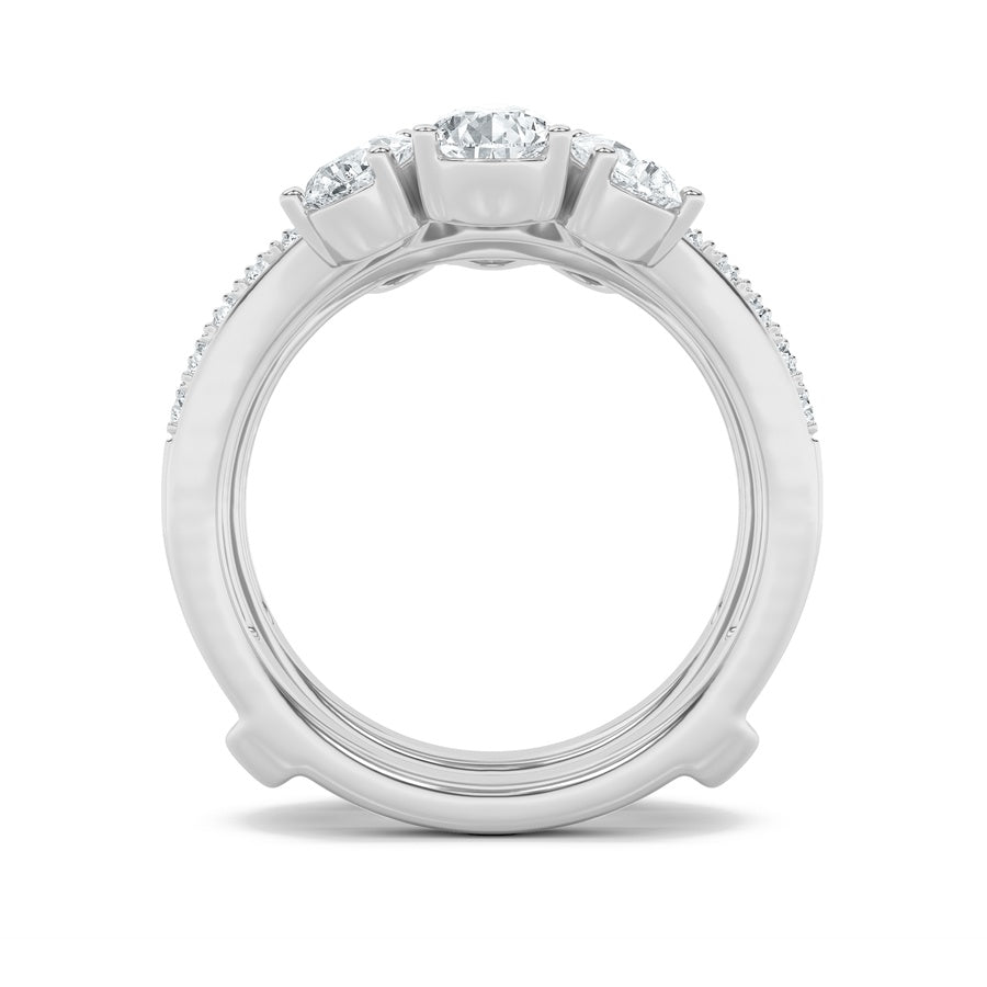 2.25Cttw Pear Shaped Lab Grown Diamond (F/VS) Insert Jacket Ring in 14K Gold