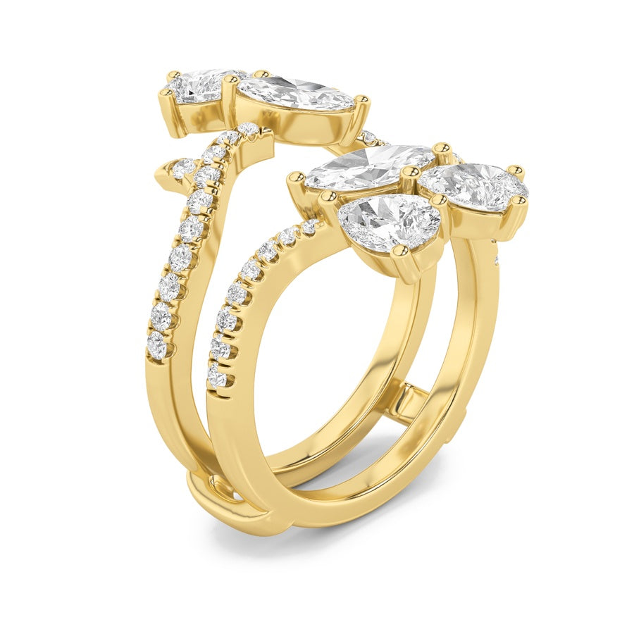 2Cttw Marquise Shaped Lab Grown Diamond (F/VS) Insert Jacket Ring in 14K Gold