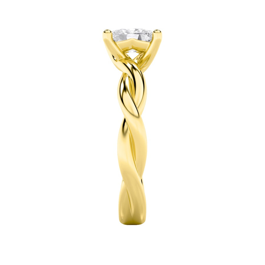 1Cttw Elongated Cushion Shaped Lab Grown Diamond (F/VS) Twisted Shank Solitaire Engagement Ring in 14K Gold