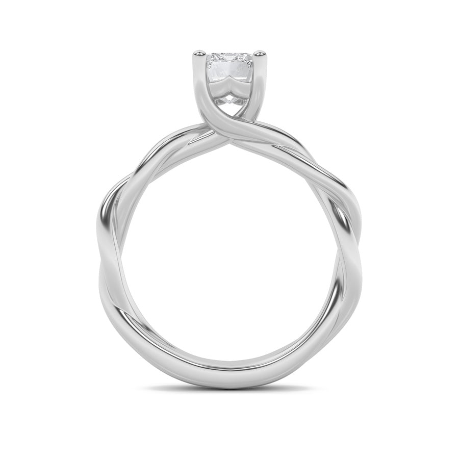 Emerald Shape Twisted Shank Solitaire Engagement Ring lab grown diamond